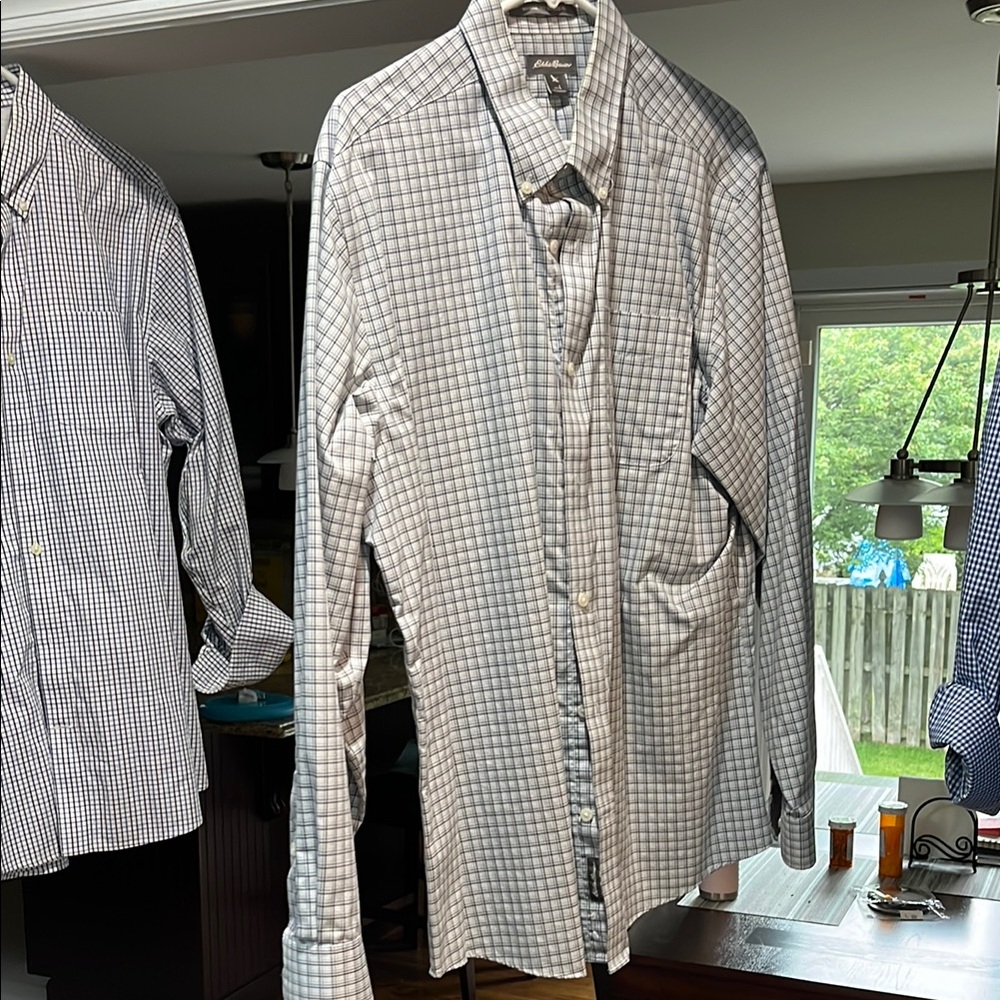 Eddie Bauer wrinkle free relaxed dress shirt size lg